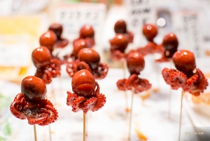 Deze intrigerende kwartel-egg-octopus mini-speentjes trekken ook onze aandacht. (Foto door danseres Michelle Wu)