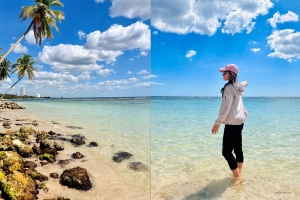 De uit Australië afkomstige sopraan Rachael Bastick is geen vreemde van het strand en geniet van de zon. 
